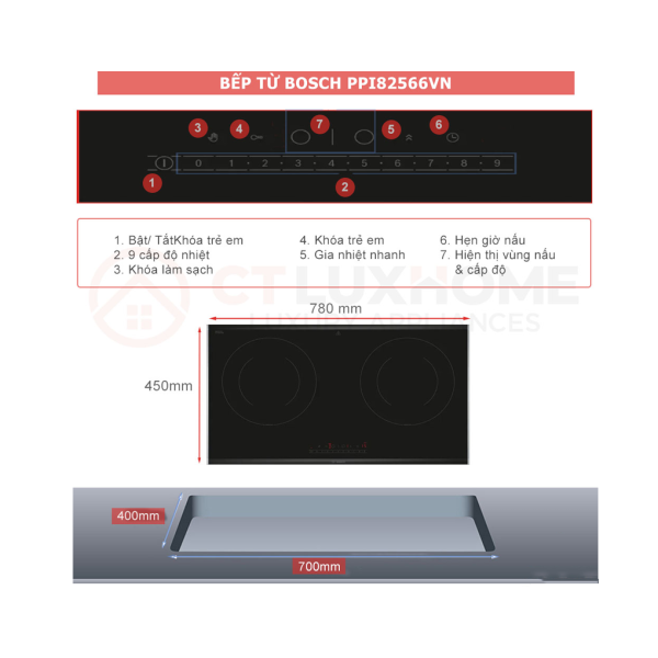 Bếp từ đôi lắp âm Bosch PPI82566VN