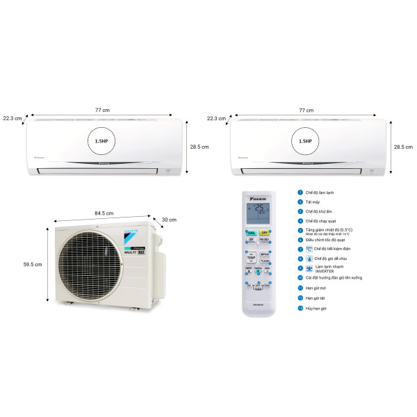 Combo 2 dàn lạnh Điều Hòa Inverter Multi S – 1.5HP + 1.5HP (MKC50RVMV/CTKC35RVMV+CTKC35RVMV)